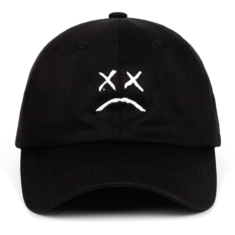 100% Cotton Lil Peep Dad Hat Embroidery Baseball Cap Sad face Hat