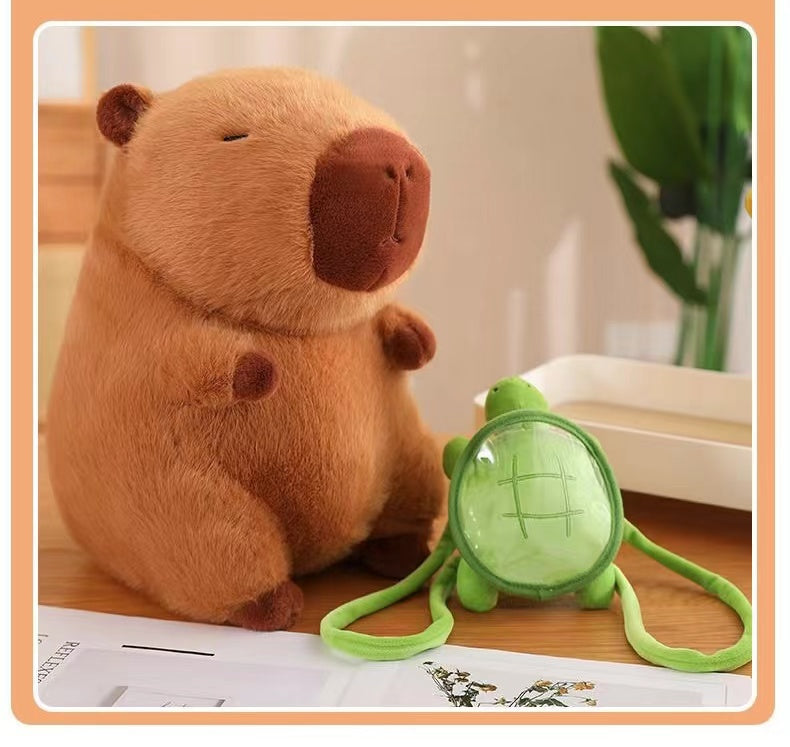 Capybara With Turtle Backpack Plush