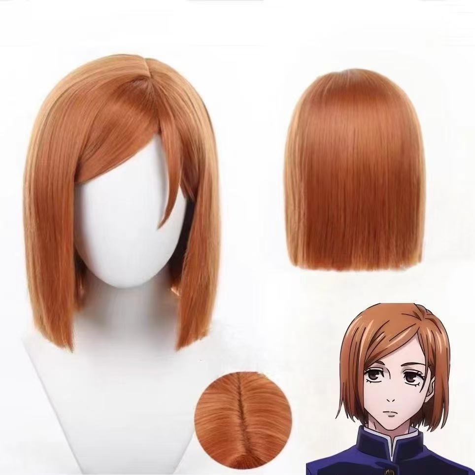 Anime Jujutsu Kaisen Nobara Kugisaki Wig Brown Short Straight Party Hair Halloween Cosplay Props Accessory Women
