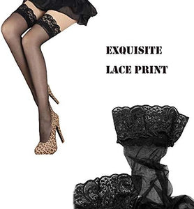 Lace Thigh High Sheer Stockings - Shimmery Hosiery Tights Nylon Pantyhose for Women,One Size
