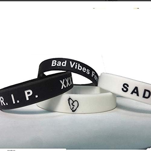 RyuLifeStyle Xxxtentacion Wristband 5 Pack Silicone Bracelet Glow in The Dark Unisex White Black