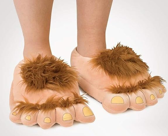 Men's Bigfoot Furry Monster Novelty Slippers for Adults Brown