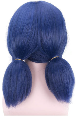 Marinette Wig for Girls Cosplay Blue Hair with Tails