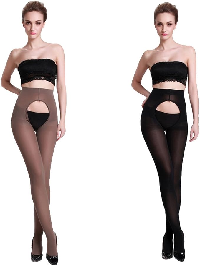 Langsha Women's Tights Opaque Open Crotch Pantyhose 120 Denier