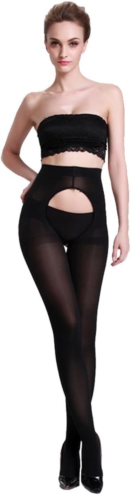 Langsha Women's Tights Opaque Open Crotch Pantyhose 120 Denier