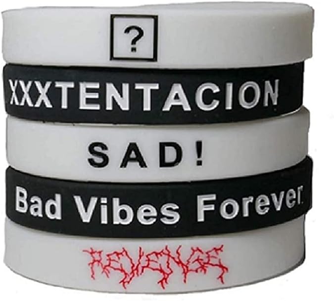 RyuLifeStyle Xxxtentacion Wristband 5 Pack Silicone Bracelet Glow in The Dark Unisex White Black