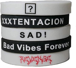 RyuLifeStyle Xxxtentacion Wristband 5 Pack Silicone Bracelet Glow in The Dark Unisex White Black