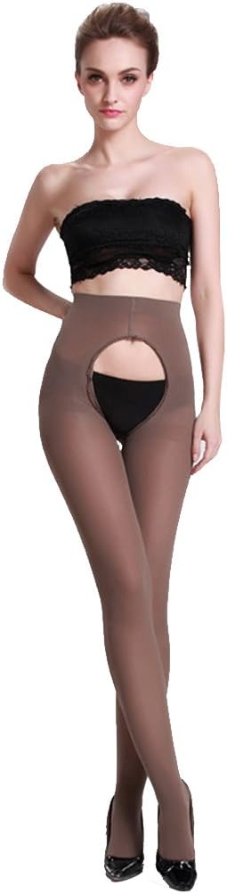 Langsha Women's Tights Opaque Open Crotch Pantyhose 120 Denier