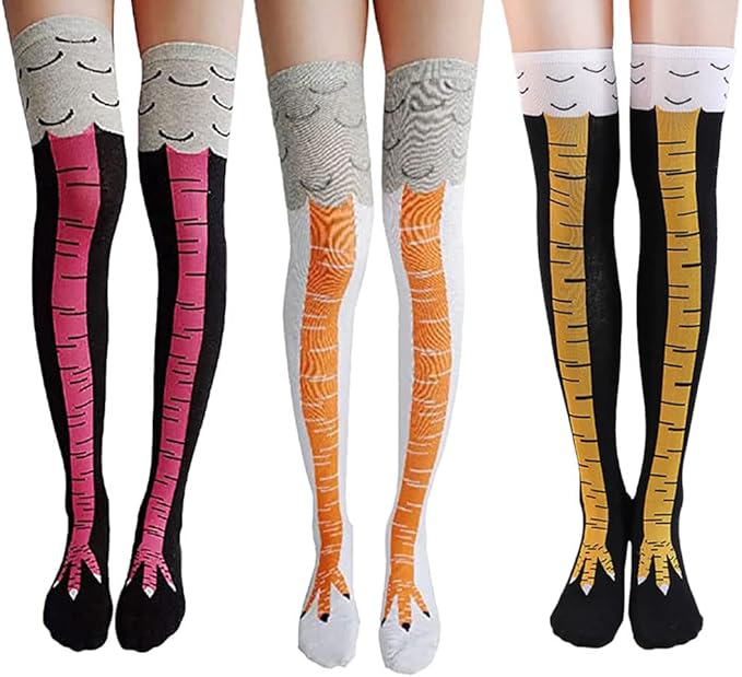 1 Pair Chicken Leg Socks Novelty Funny Knee-High Chicken Costume Feet Socks