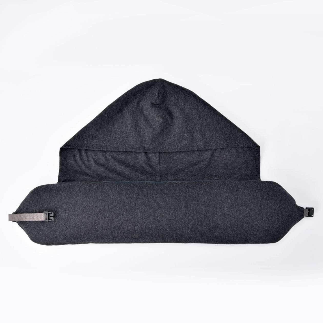 MUJI Multi Purpose Neck Cushion with Hood Melange Black 16x64cm New