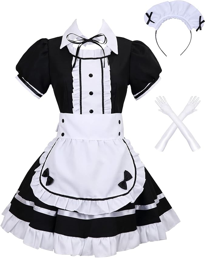 RyuLifeStyle Women's Cosplay French Apron Maid Fancy Dress Costume