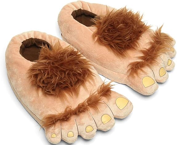 Men's Bigfoot Furry Monster Novelty Slippers for Adults Brown