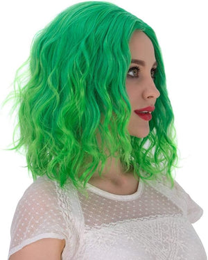 Fashion 35cm Short Curly Full Head Wig Heat Resistant Daily Dress Carnival Party Masquerade Anime Cosplay Wig Bright Green Ombre