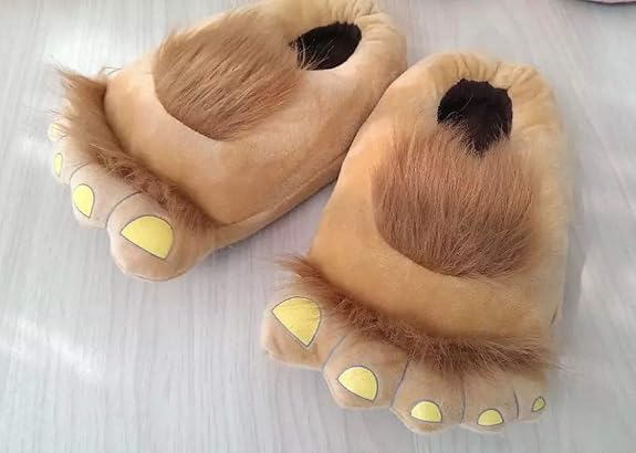 Men's Bigfoot Furry Monster Novelty Slippers for Adults Brown