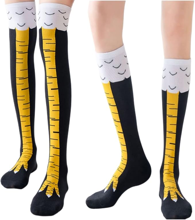 1 Pair Chicken Leg Socks Novelty Funny Knee-High Chicken Costume Feet Socks