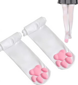 Cat Paw Pad Sock,Pink Cute Lolita Thigh High Socks for Girls kids Women Cosplay 3D Kitten Claw Stockings