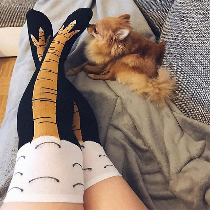 1 Pair Chicken Leg Socks Novelty Funny Knee-High Chicken Costume Feet Socks
