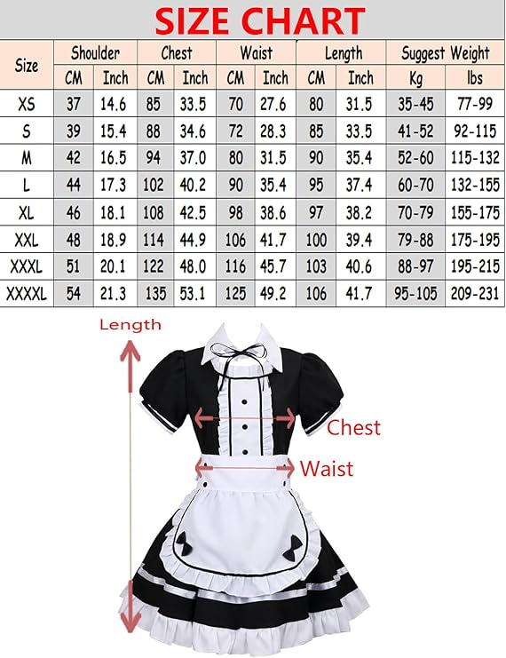 RyuLifeStyle Women's Cosplay French Apron Maid Fancy Dress Costume