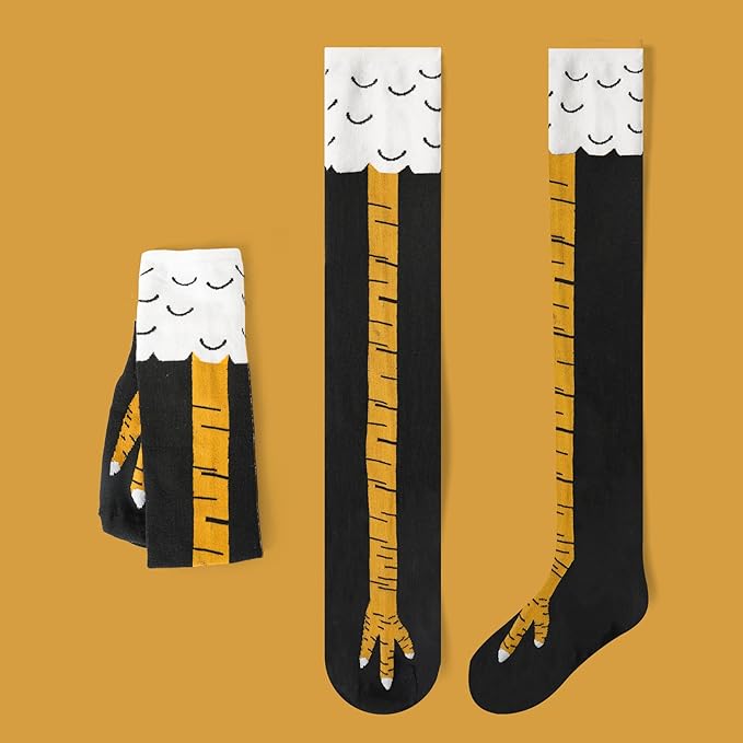 1 Pair Chicken Leg Socks Novelty Funny Knee-High Chicken Costume Feet Socks