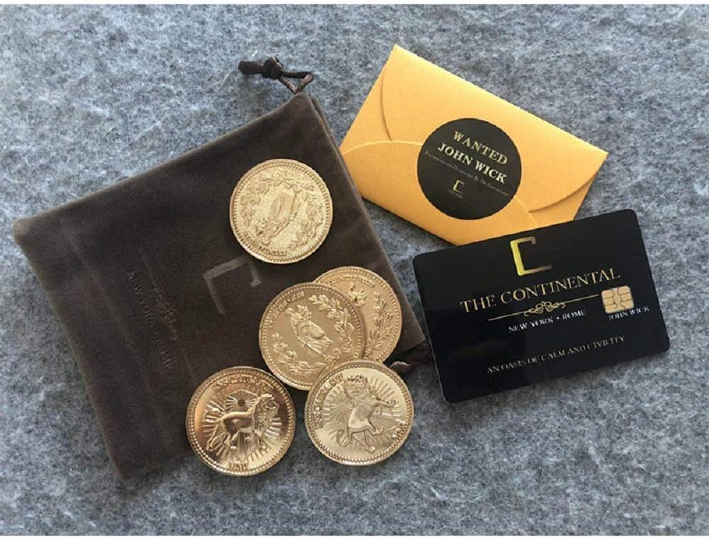 John Wick Cosplay Accessories Gold Coins Continental Hotel Card Blood Oath Marker