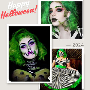 Fashion 35cm Short Curly Full Head Wig Heat Resistant Daily Dress Carnival Party Masquerade Anime Cosplay Wig Bright Green Ombre