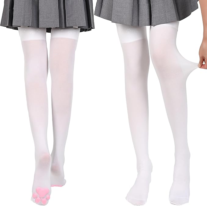 Cat Paw Pad Sock,Pink Cute Lolita Thigh High Socks for Girls kids Women Cosplay 3D Kitten Claw Stockings