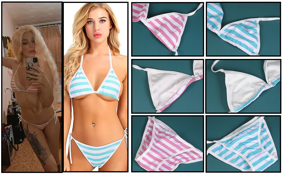 Cute Sexy Anime Lingerie Bra and Panty Set Lolita Cosplay Micro Underwear Suit Kawaii for Women