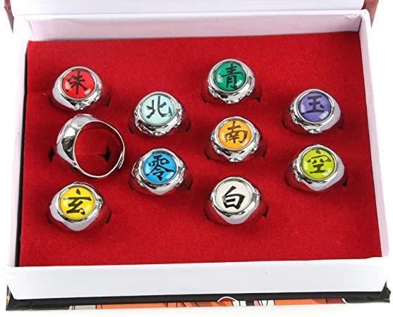 RyuLifeStyle 10 Pcs Naruto Rings NARUTO Akatsuki Cosplay Member's Ring Set