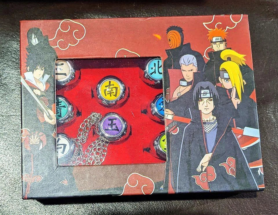 RyuLifeStyle 10 Pcs Naruto Rings NARUTO Akatsuki Cosplay Member's Ring Set
