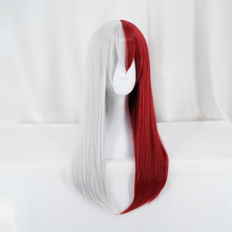 My Hero Academia Todoroki Shoto Women Long Wig Cosplay Costume Red and White