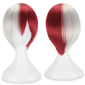 My Hero Academia Boku no Hiro Akademia Shoto Todoroki Shouto White And Red  Costume Cosplay Wig