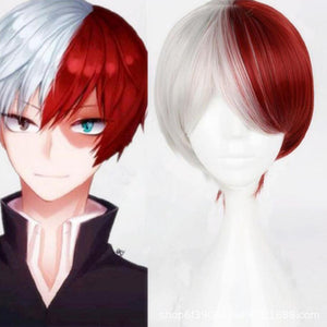 My Hero Academia Boku no Hiro Akademia Shoto Todoroki Shouto White And Red  Costume Cosplay Wig