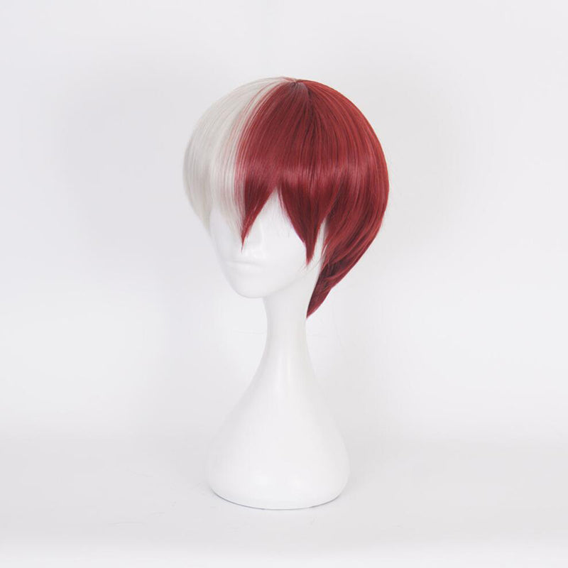 My Hero Academia Boku no Hiro Akademia Shoto Todoroki Shouto White And Red  Costume Cosplay Wig