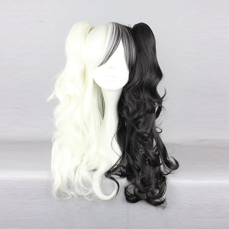 Dangan Ronpa Monokuma Long Ponytails Curly Wig Cosplay Costume Danganronpa Heat Resistant Synthetic Hair Women Cosplay Wig