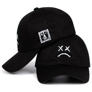 100% Cotton Lil Peep Dad Hat Embroidery Baseball Cap Sad face Hat