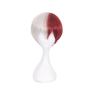 My Hero Academia Boku no Hiro Akademia Shoto Todoroki Shouto White And Red  Costume Cosplay Wig