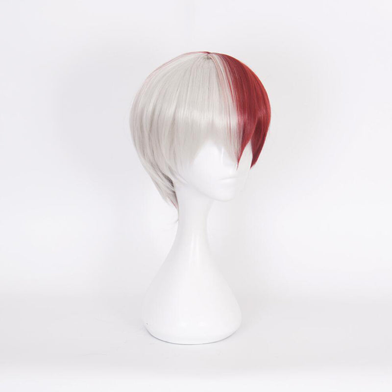 My Hero Academia Boku no Hiro Akademia Shoto Todoroki Shouto White And Red  Costume Cosplay Wig