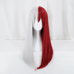 My Hero Academia Todoroki Shoto Women Long Wig Cosplay Costume Red and White