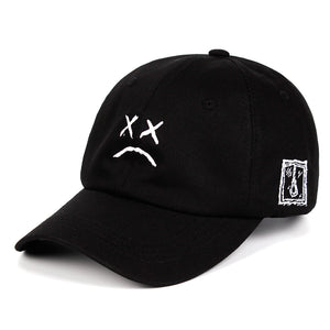 100% Cotton Lil Peep Dad Hat Embroidery Baseball Cap Sad face Hat