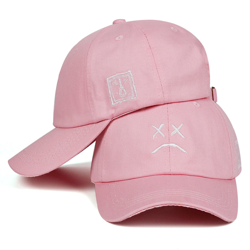 100% Cotton Lil Peep Dad Hat Embroidery Baseball Cap Sad face Hat