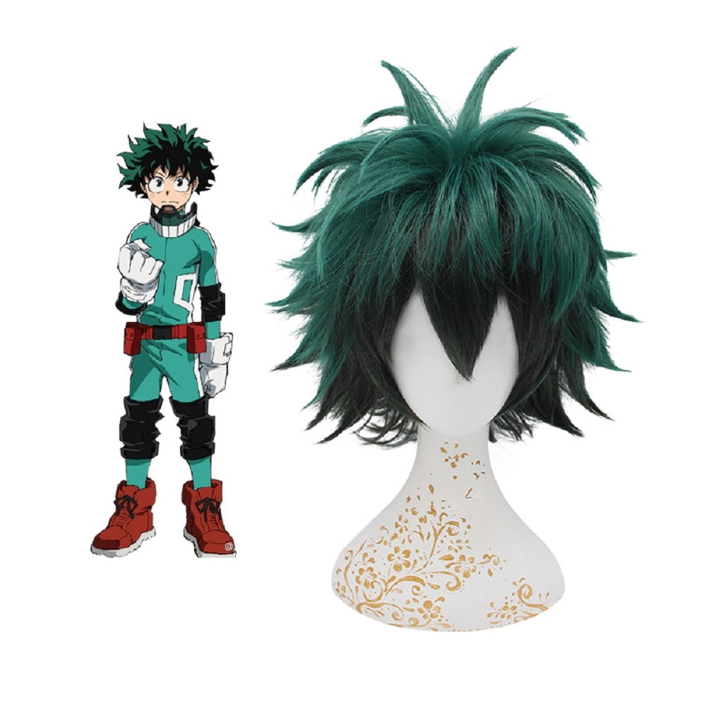 Deku Anime Cosplay Costume Wig for My Hero Academia Izuku Midoriya Green and Black